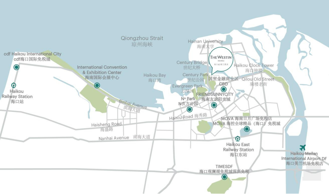 The Westin Haikou Convenience & Transit Map